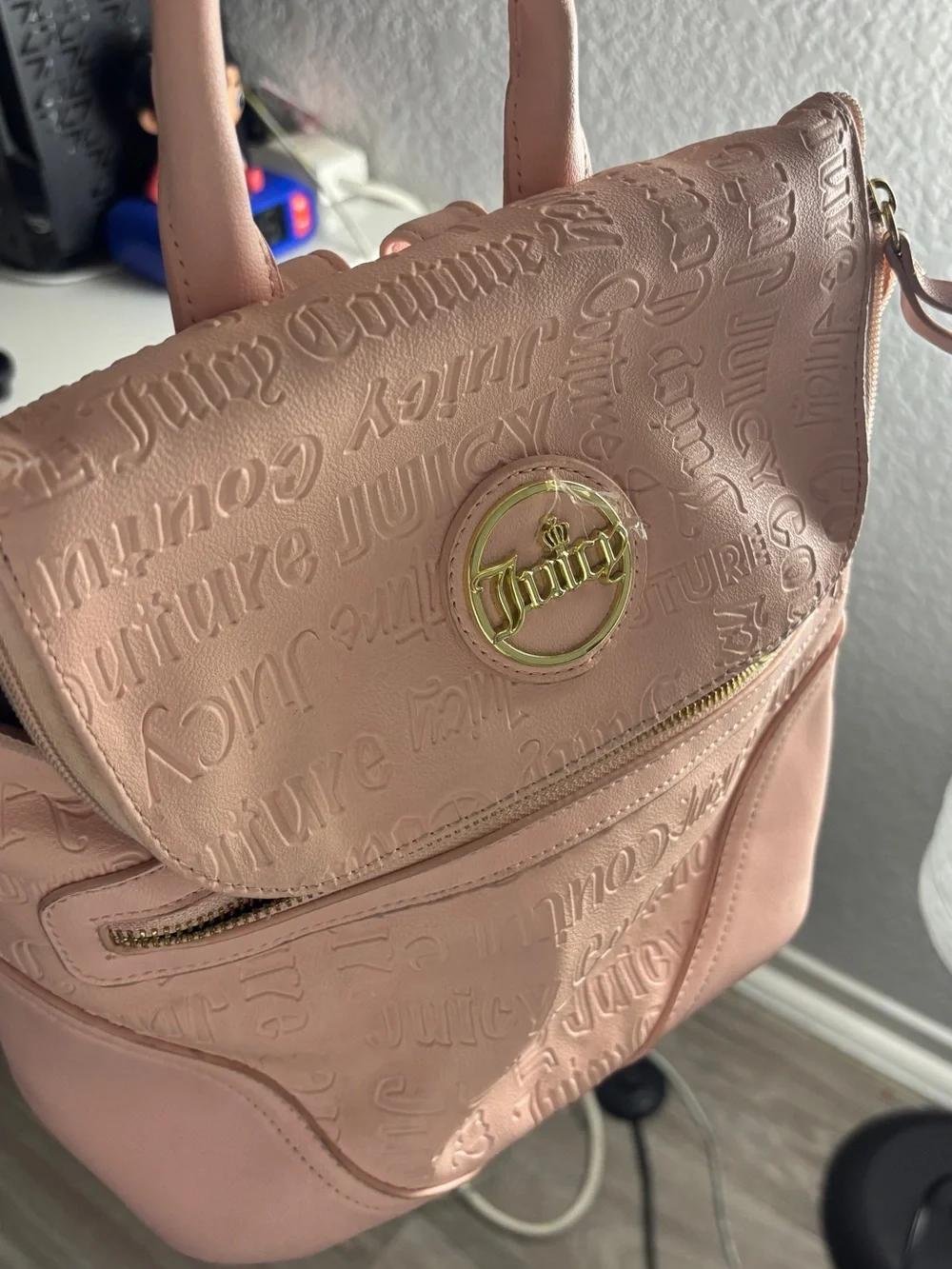 Juicy Couture Blush Embossed Logo Mini Backpack